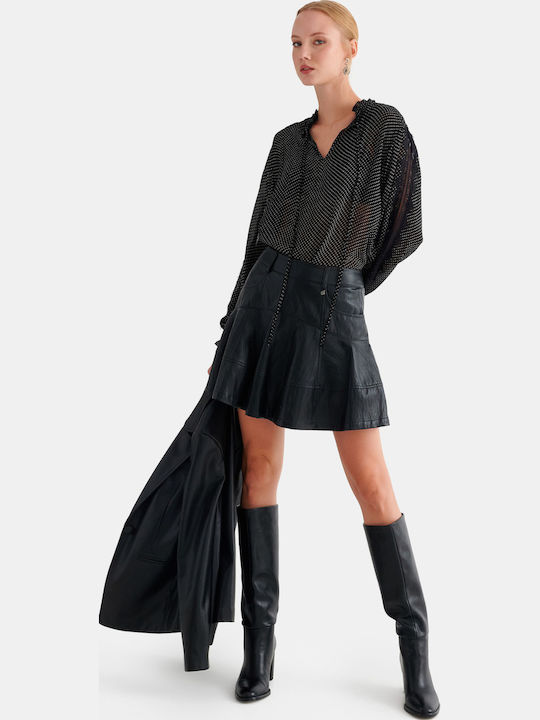Leder Mini Damenrock Schwarz