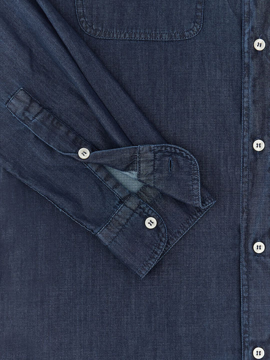 Long Sleeve Denim Overshirt In Regular Fit Dark Blue