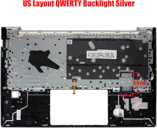Tastatură Laptop Keyboard Palmrest Hp Elitebook 640 G11 Eb640g11 N97244-001 N97245-001 N97246-001 4bx8vtatp30 4bx8vtatp60 US Retroiluminat Argintiu Κωδ.41290uspalmblsil