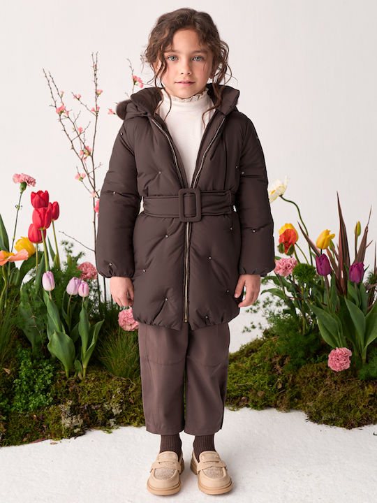 Kids Casual Short Jacket with Lining Brown