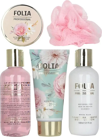 Folia Professional Metal Cage White Musk Hautpflege-Set für Körperreinigung 5 Stück