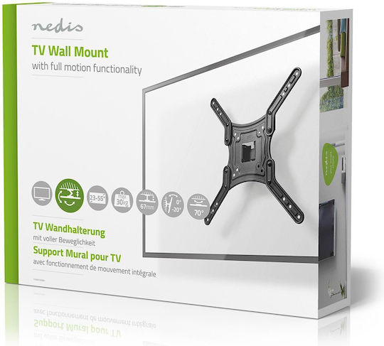 Nedis TVWM1330BK Стенна Телевизионна Стойка с Удължително Рамо до 30 кг Черна