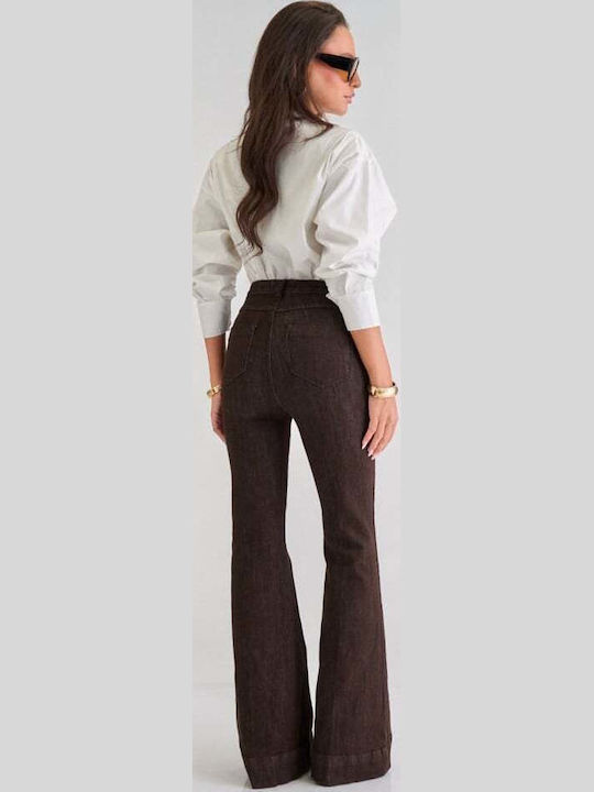 Damen Jeans Hosen Ausgestellt Braune