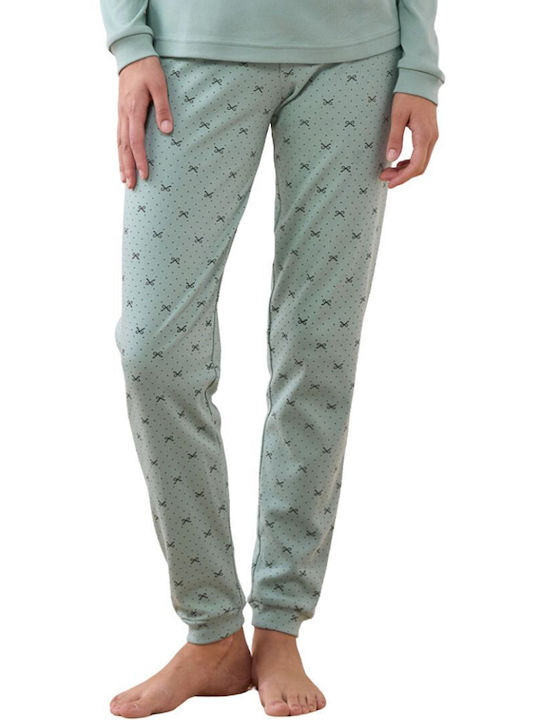 Noidinotte Noidinotte Damen Winter Schlafanzug Set Türkis