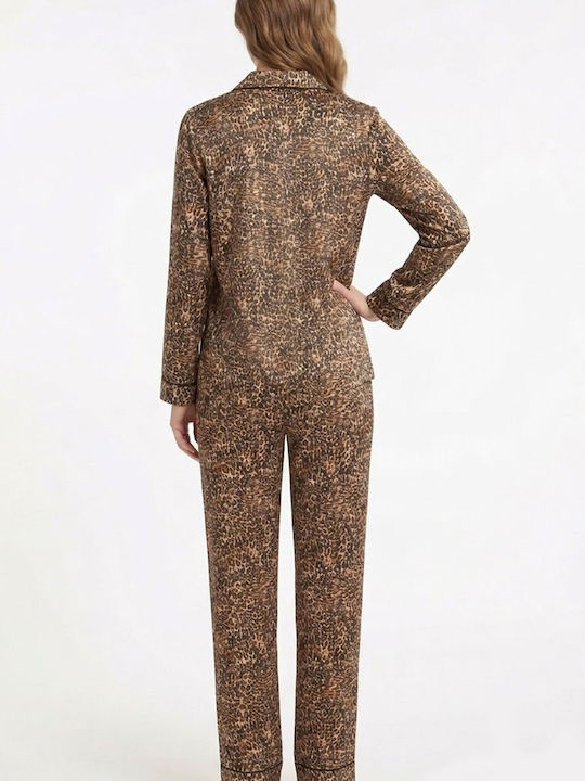 Lovelx Homewear Set Pijamale Dama De Iarnă Bej