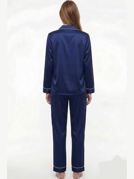 Lovelx Homewear Set Pijamale Dama Iarnă Albastru