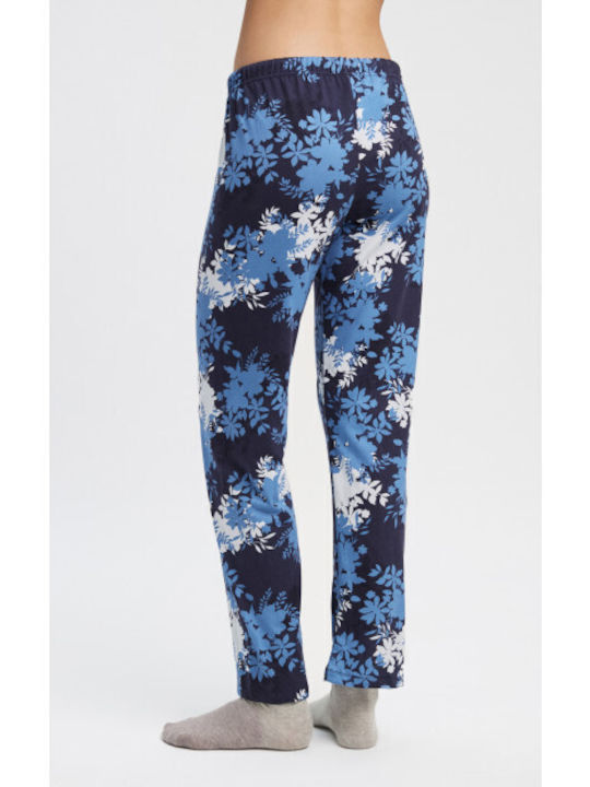 Minerva Winter Cotton Women's Pyjama Trousers Marin-raf Flowers Minerva Winter Cotton Women's Pyjama Trousers Marin-raf Flowers