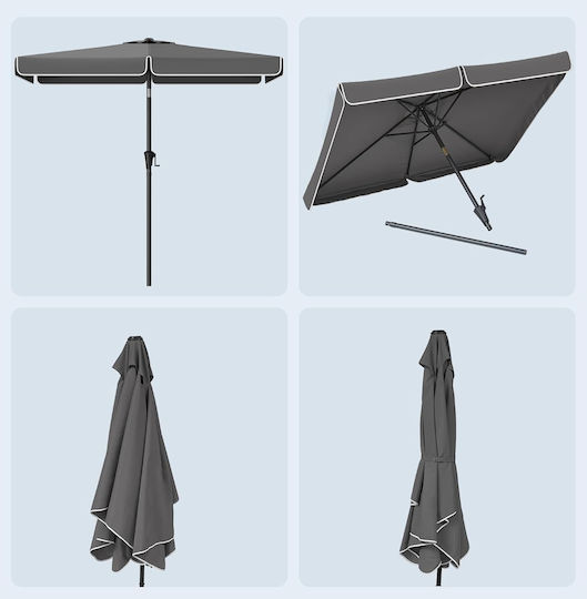 Umbrelă Pătrată Metalică Gri 3x2m