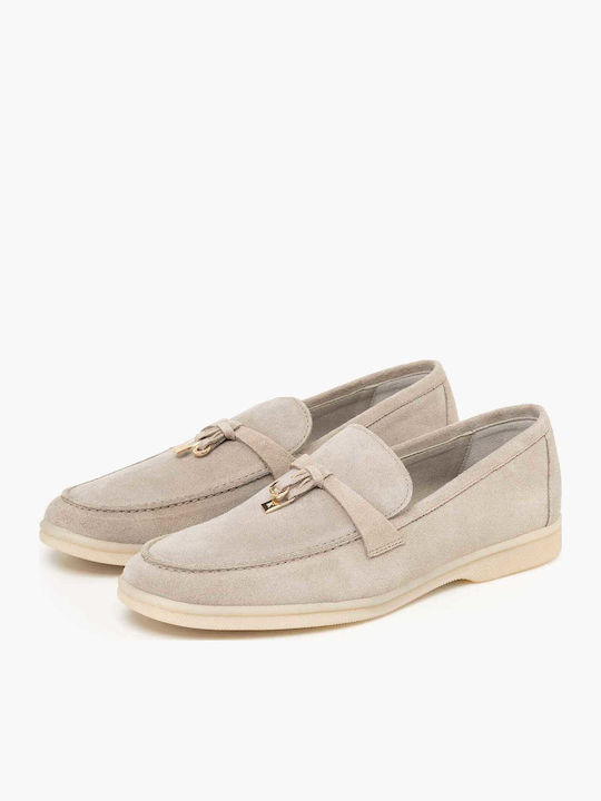 Loafers Dama din Piele în Culoare Gri