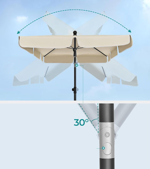 Umbrelă Pătrată Metalică Bej 2.3x1.5m