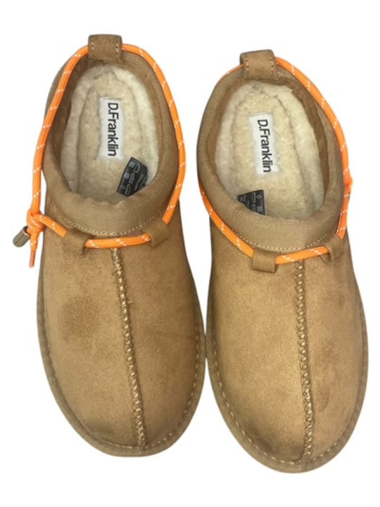 Winter Damen Hausschuhe Stiefeletten mit Pelz Beigen GY-08590-7-2