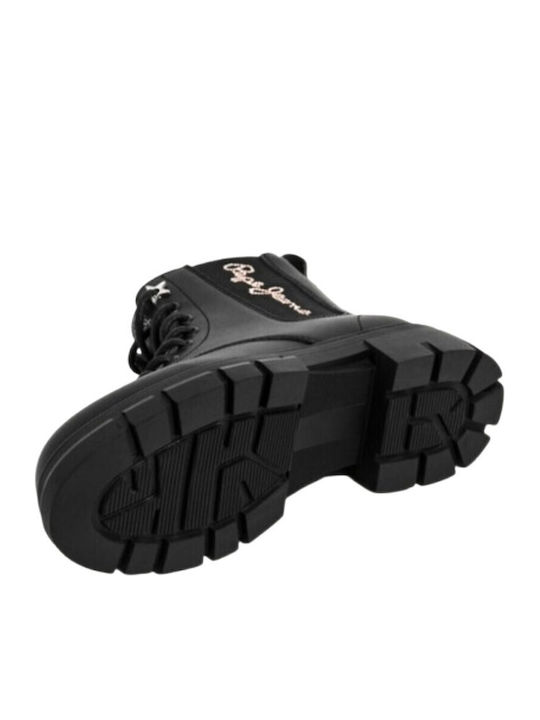 Pgs500012 Kinderstiefel mit Schnürsenkeln Schwarz