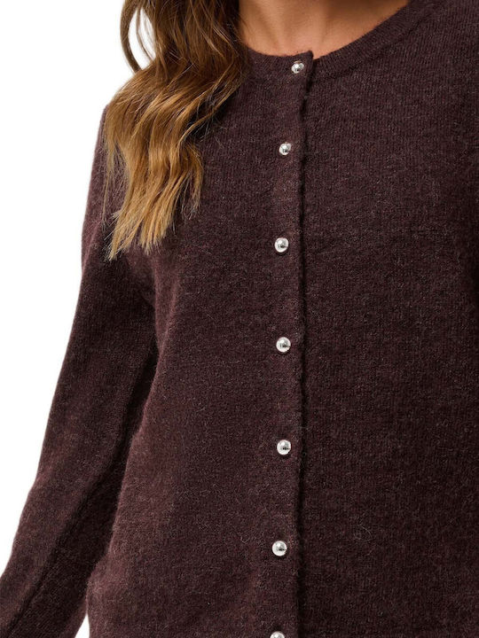 Damen Strickjacke mit Knöpfen Burgundisch
