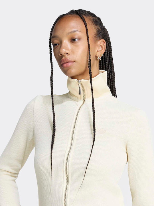Women's Knitted Cardigan with Zipper Beige