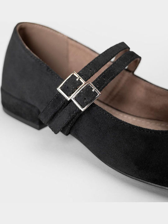 Wildleder Damen Ballerinas Spitz zulaufend Schwarze