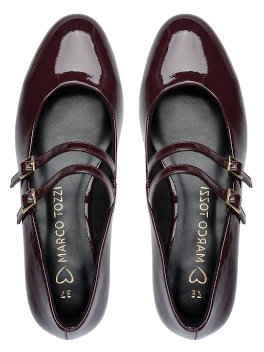 Women's Ballerina Shoes in Burgundy Patent Leather