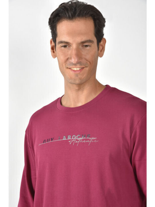 Guy Laroche Pijama de Iarnă pentru Bărbați Burgundy Guy Laroche Pijama de Iarnă pentru Bărbați Burgundy