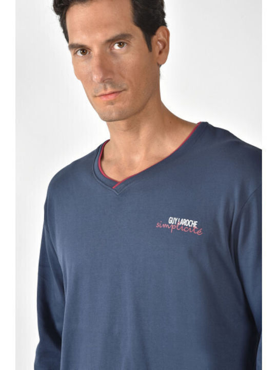 Guy Laroche Χειμερινή Ανδρική Πιτζάμα Μπλε Guy Laroche Χειμερινή Ανδρική Πιτζάμα Μπλε