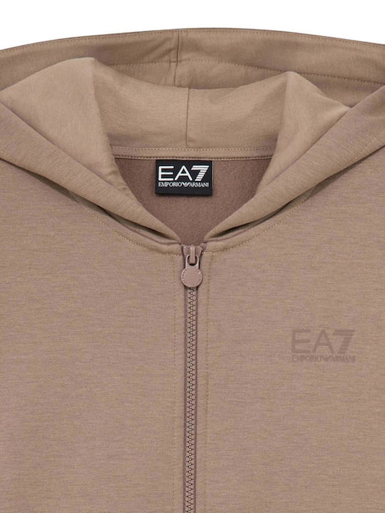 Women's Hooded Sweatshirt Cardigan Brown