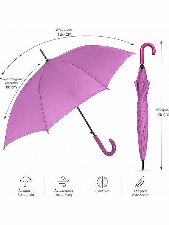 Rain Automatischer Regenschirm mit Gehstock Fuchsie