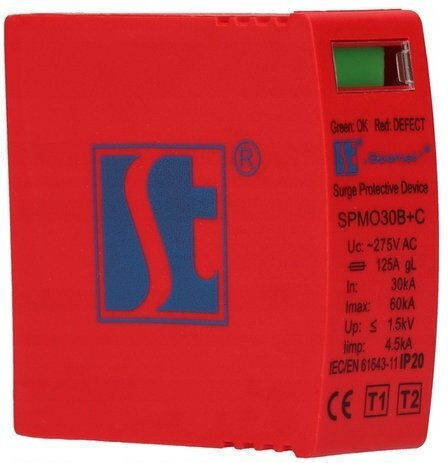 Spamel Варистор Мълниезащитен Панел Тип 1+2 Клас Bc Еднополюсен Spmo30bc 1p