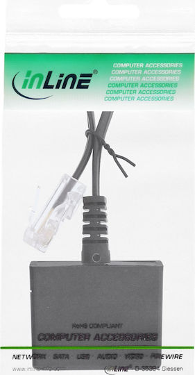 InLine Плосък Телефонен Кабел RJ11 6P4C 0.14m Черен (69943)