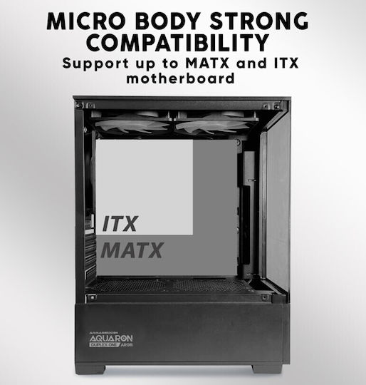 Armaggeddon Aquaron Duplex One Gaming Micro Tower Κουτί Υπολογιστή με Πλαϊνό Παράθυρο Λευκό