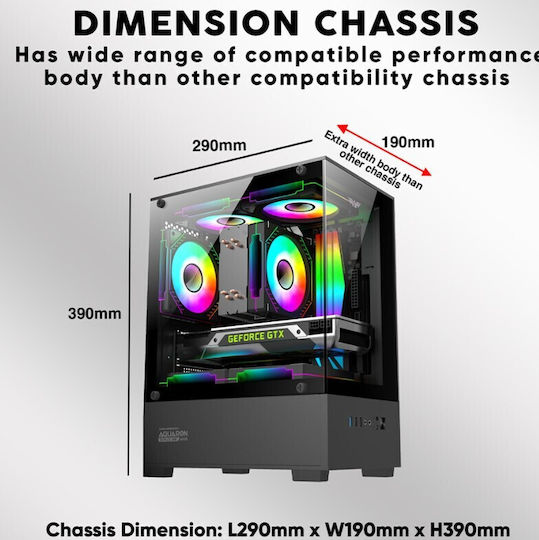 Armaggeddon Aquaron Duplex One Gaming Micro Tower Κουτί Υπολογιστή με Πλαϊνό Παράθυρο Λευκό