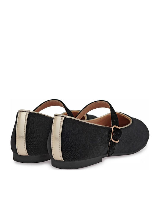 Kids Pumps & Ballerinas with Hoop & Loop Closure Fabric Black