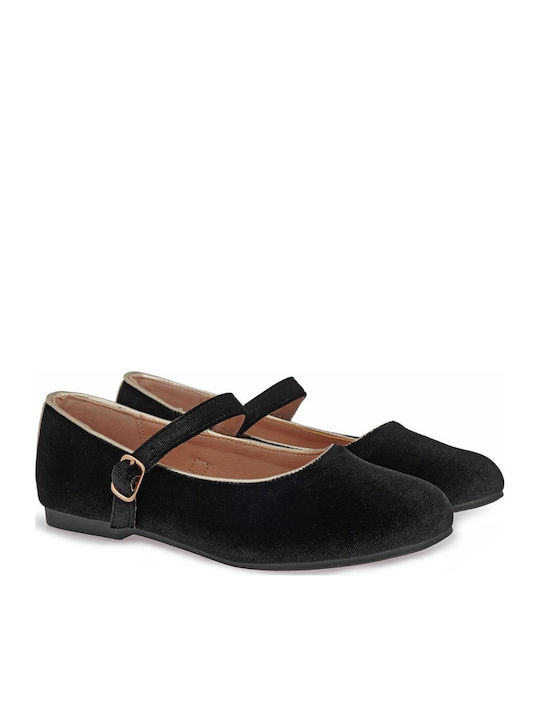 Kids Pumps & Ballerinas with Hoop & Loop Closure Fabric Black
