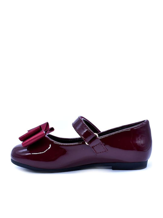 Kids Anatomic Ballerinas with Hoop & Loop Closure Patent Leather Burgundy