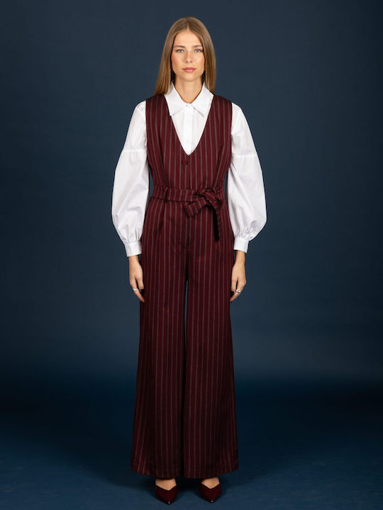 Women's Burgundy One-piece Jumpsuit