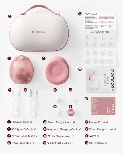 Momcozy Air 1 Ultra Slim Elektrisch Doppelter Milchpumpe Rosa