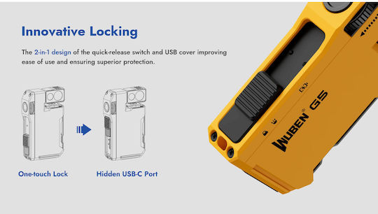 Wuben Rechargeable LED Flashlight IP68 with Maximum Brightness 400lm