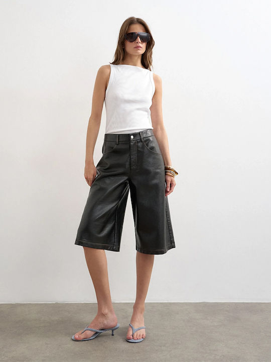 Damen Leder Shorts Schwarz