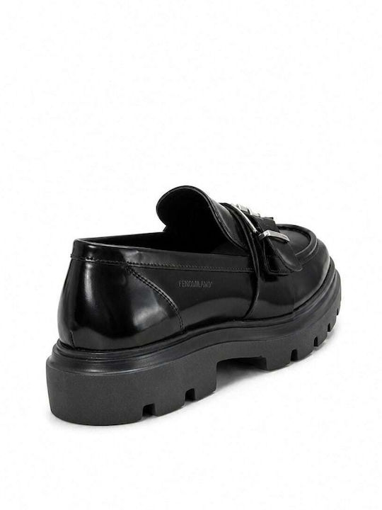Loafers Din Piele Pentru Bărbați În Culoare Neagră
