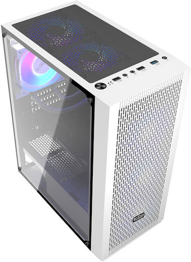 PCCOOLER MA100 Gaming Midi Tower Carcasă PC cu Iluminare ARGB Albă