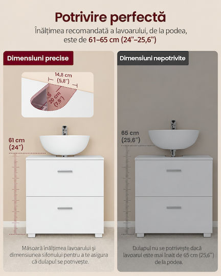 Vasagle Dulap de baie 60x30x64cm Alb