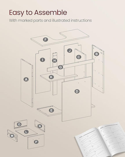 Songmics Ντουλάπι Μπάνιου 70x30x64cm Λευκό