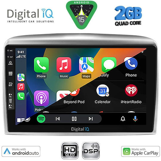 Digital IQ Auto-Audiosystem für Lancia Ypsilon 2006-2011 Bluetooth USB Eingebautes Wi-Fi GPS Apple CarPlay Android Auto mit 9 Zoll Touchscreen