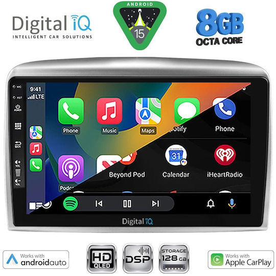 Digital IQ Auto-Audiosystem für Lancia Ypsilon 2006-2011 Bluetooth USB Eingebautes Wi-Fi GPS Apple CarPlay Android Auto mit 9 Zoll Touchscreen
