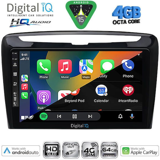 Digital IQ Auto-Audiosysteme für Lancia Ypsilon 2011 Bluetooth USB Eingebautes Wi-Fi GPS Apple CarPlay Android Auto mit Touchscreen 9 Zoll