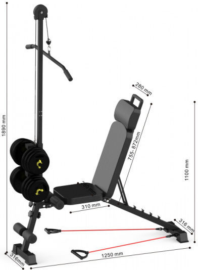 Ehome Multifunctional Workout Bench Pull-Up Bar & Pulley 12 1 Adjustable Workout Bench for Abdominal / Biceps
