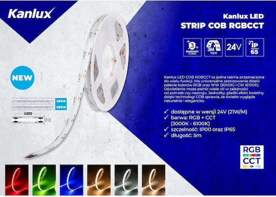 Kanlux Waterproof LED Strip 12V Warm White Light 12m COB Type