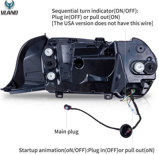 Задни Фарове За Автомобил Комплект Ford Mustang S650 2024-2026 Пълно LED Червено Оранжево Светкавица Vland