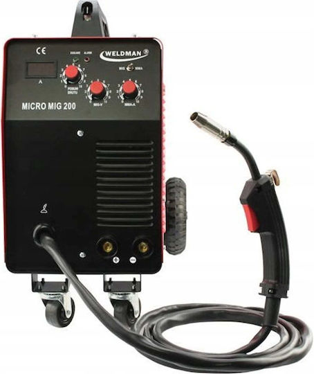 Weldman Micro Mig 205 Inverter MAG / MIG / MMA / FCAW Welding Machine with Maximum Welding Current of 200A and 60% Duty Cycle