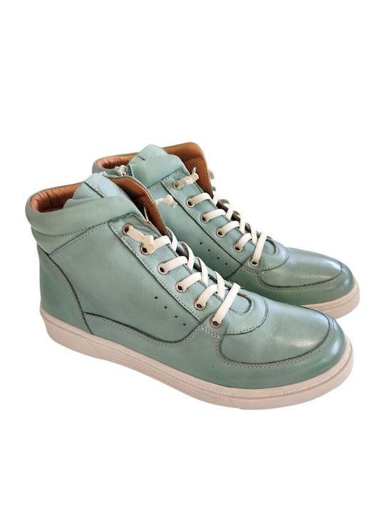 Leather Women's Ankle Boots Green
