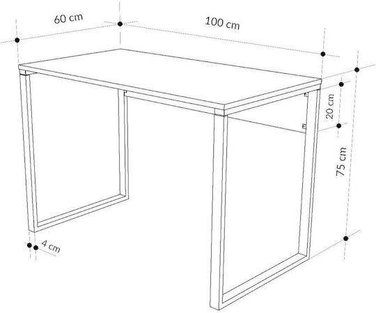 Wooden Desk Grey-Black with Metal Legs 100x60x75cm