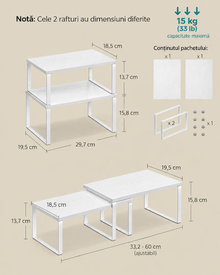 Songmics Bază de masă metalică albă