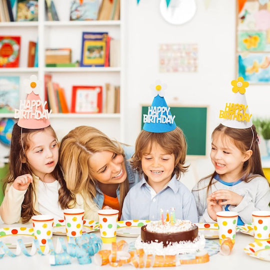 Set 3 Pălării De Petrecere Happy Birthday Flippy Temă De Ziua De Naștere Spumă Floare Multicoloră